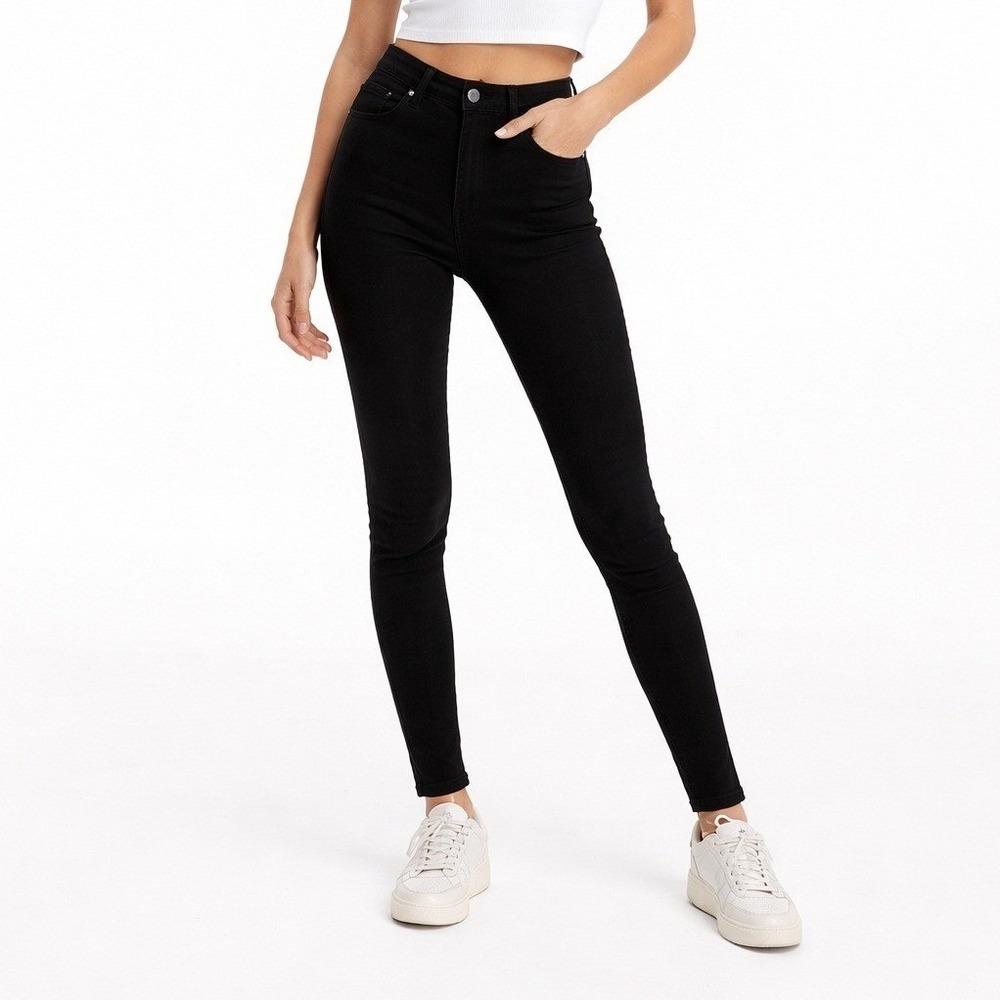 Denim Forum Lola High Rise Skinny Jeans Womens 27 Black